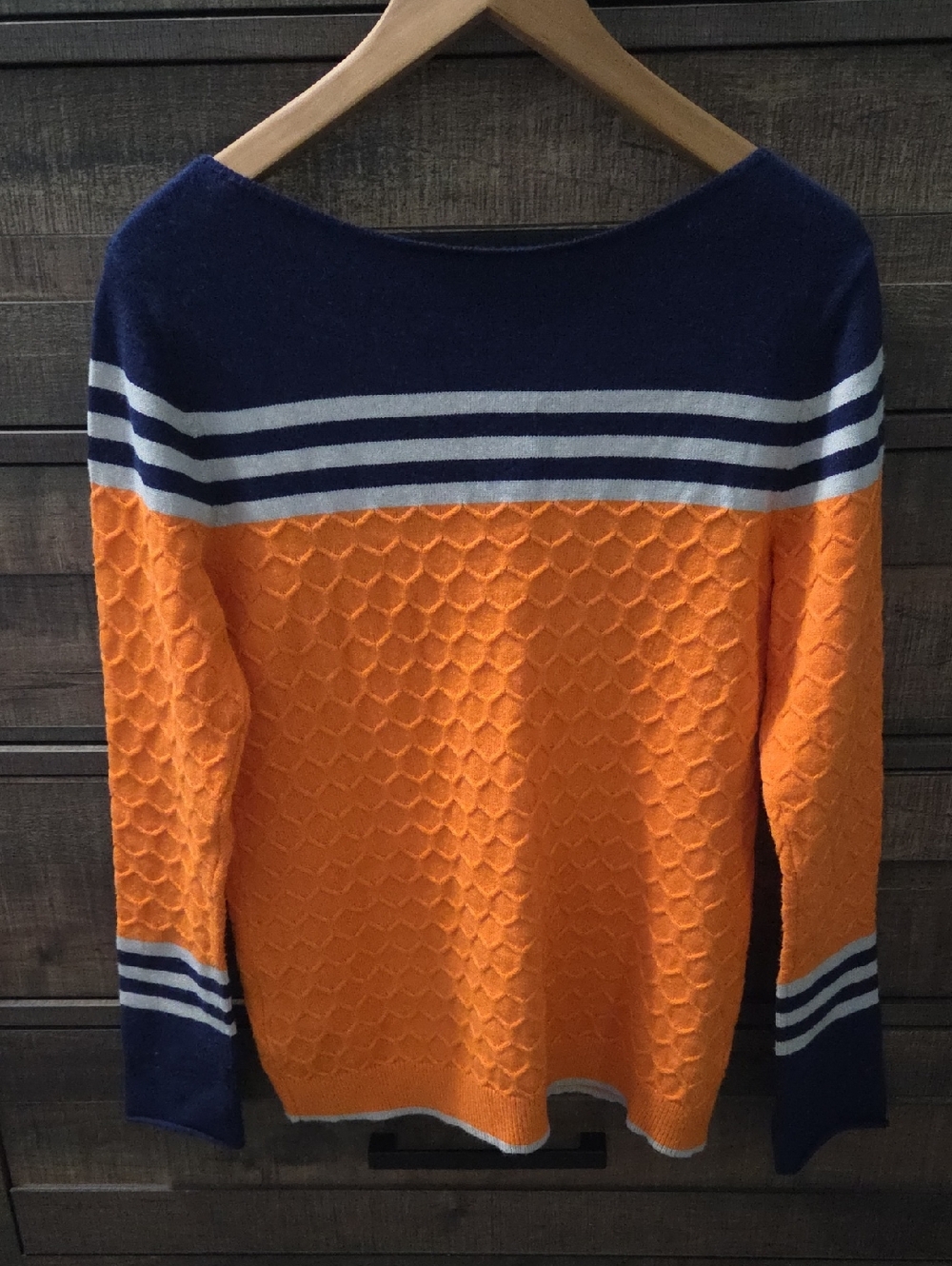 Orange and Navy Stripe Women's Sweater
